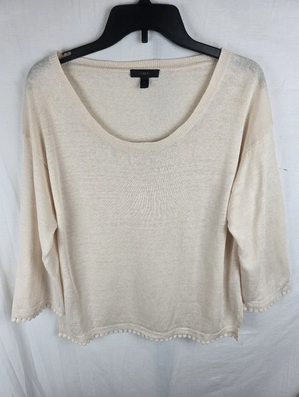 J. Crew Cream Scoop Neck Lightweight Linen Sweater Sz M
